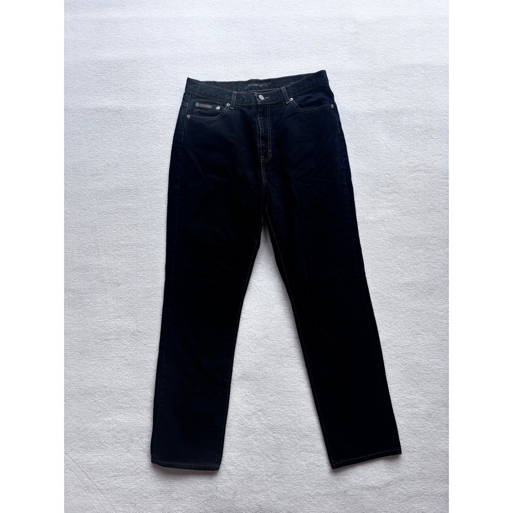 Calvin Klein Jeans Classic Straight Leg Womens 14 Black Overdyed High Rise Denim